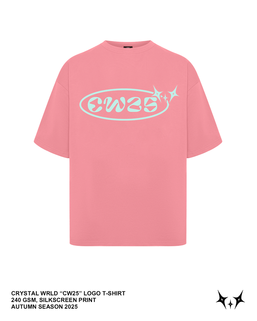PINK CRYSTAL WRLD "CW25 LOGO" T-SHIRT