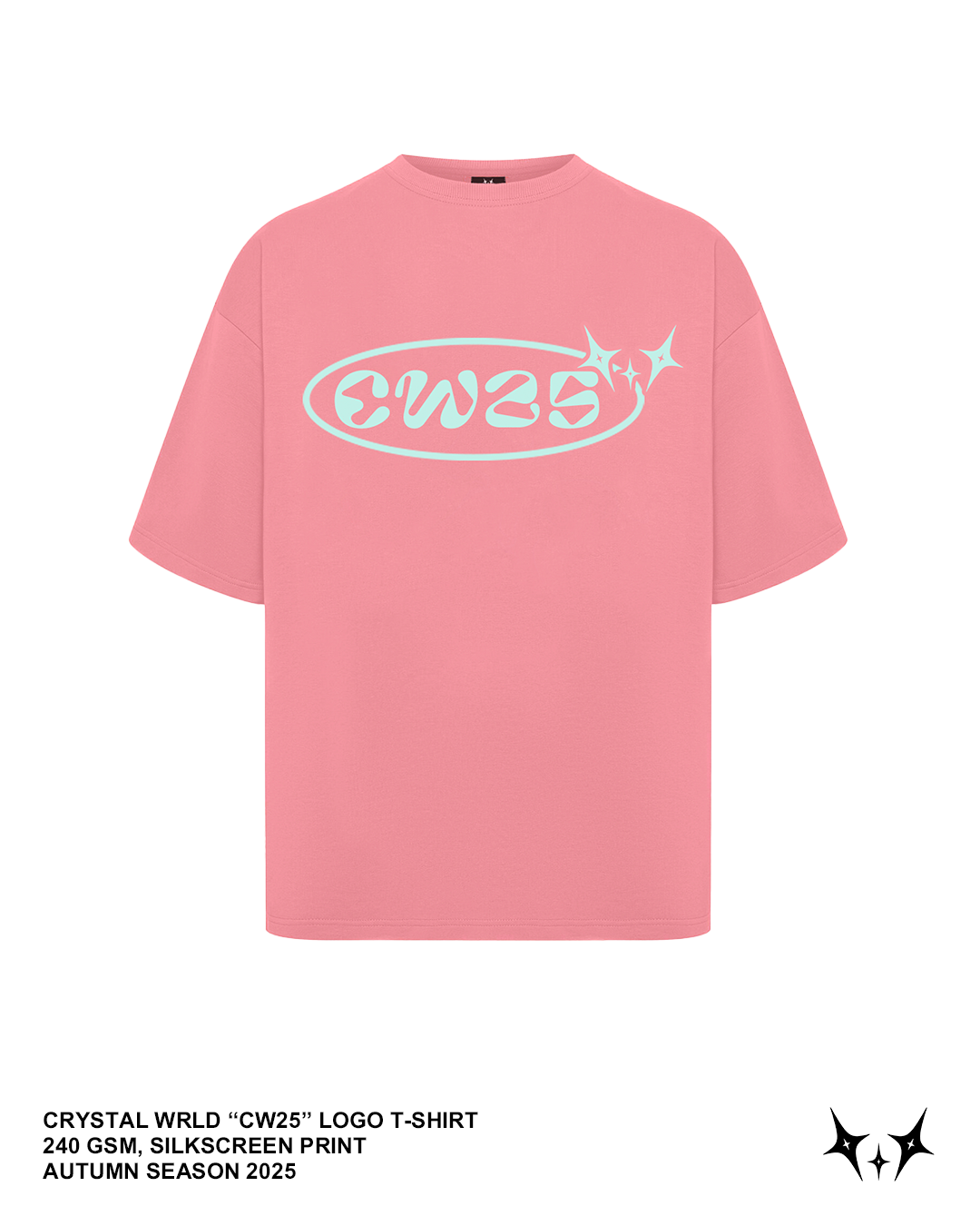 PINK CRYSTAL WRLD "CW25 LOGO" T-SHIRT