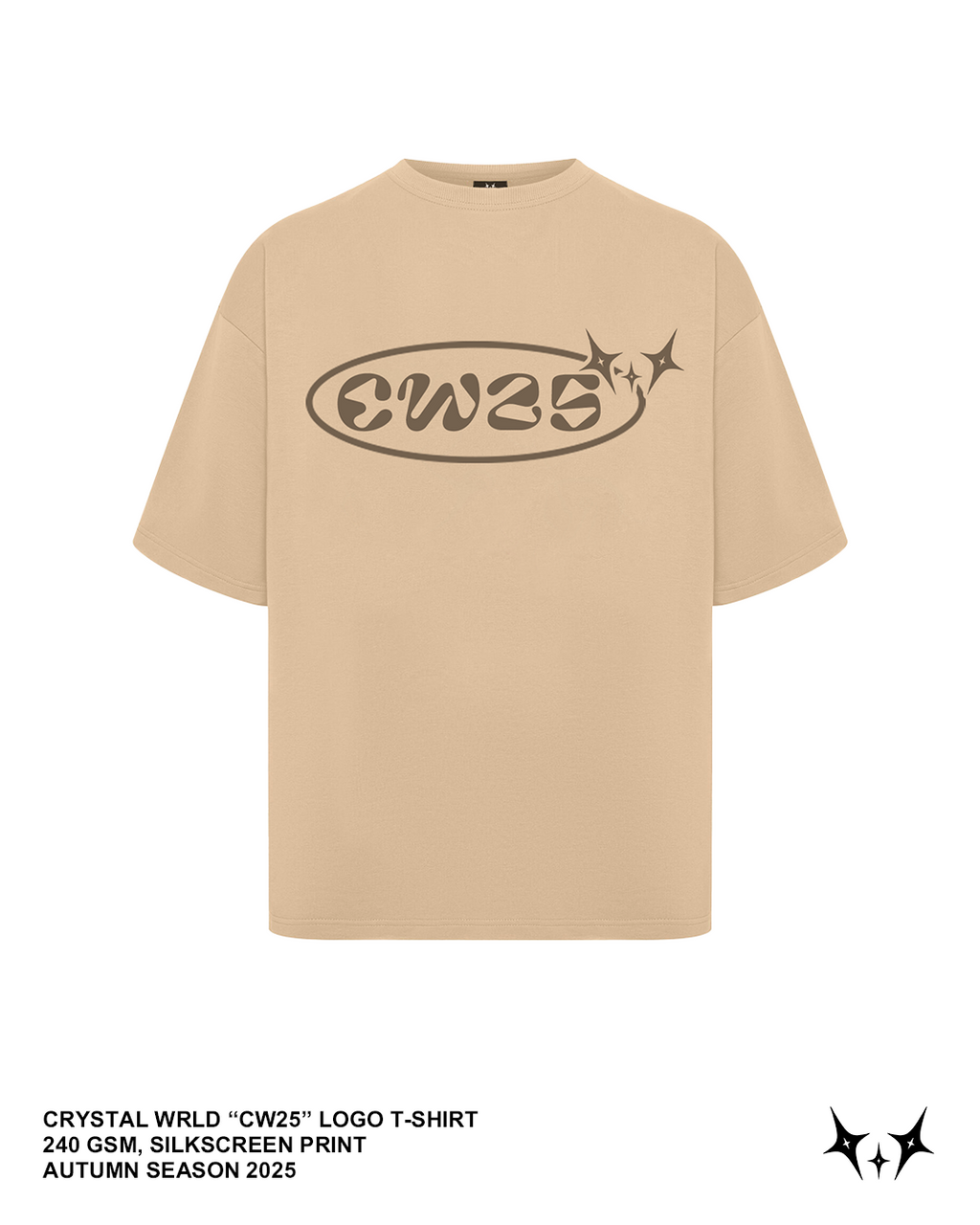 BROWN CRYSTAL WRLD "CW25 LOGO" T-SHIRT