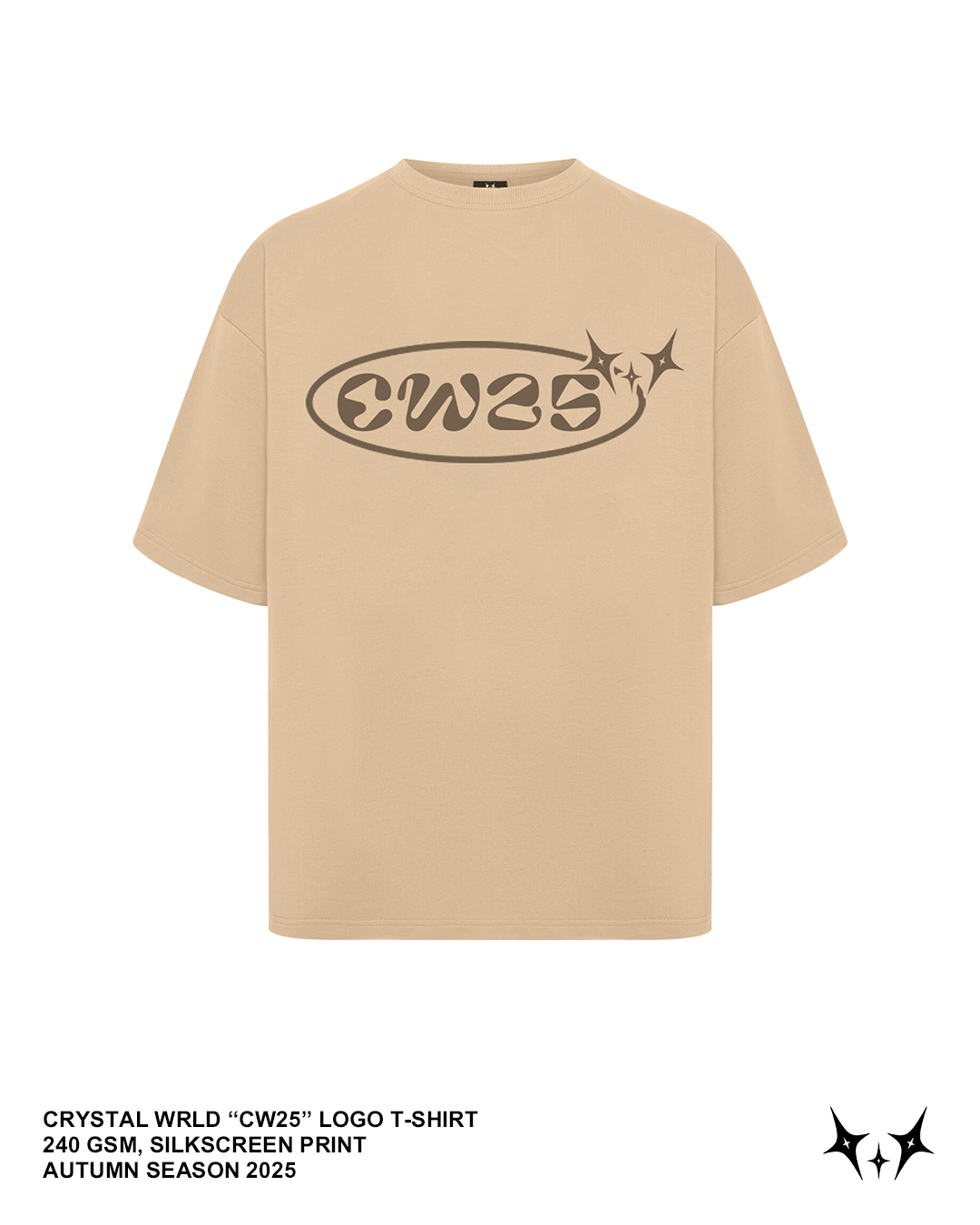 BROWN CRYSTAL WRLD "CW25 LOGO" T-SHIRT