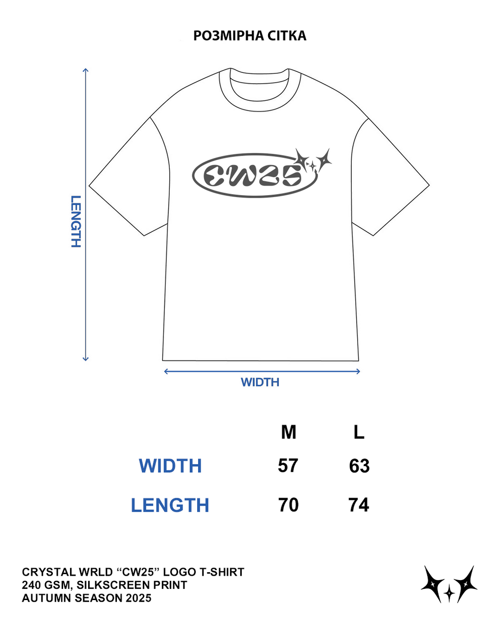 PINK CRYSTAL WRLD "CW25 LOGO" T-SHIRT